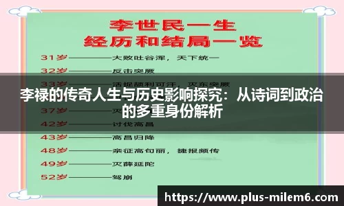 李禄的传奇人生与历史影响探究:从诗词到政治的多重身份解析